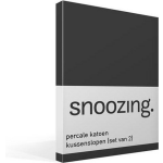 Snoozing Percale Katoen Kussenslopen (Set Van 2) - 100% Percale Katoen - 60x70 Cm - Standaardmaat - Antraciet - Grijs