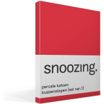Snoozing Percale Katoen Kussenslopen (Set Van 2) - 100% Percale Katoen - 60x70 Cm - Standaardmaat - - Rood