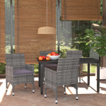 Vidaxl 5-delige Tuinset Met Kussens Poly Rattan - Gris