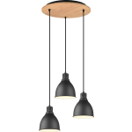 BES LED Led Hanglamp - Hangverlichting - Trion Handoll - E27 Fitting - 3-lichts - Rond - Mat - Aluminium - Zwart