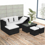 Vidaxl 4-delige Loungeset Met Kussens Poly Rattan - Zwart