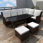 Vidaxl 4-delige Loungeset Met Kussens Poly Rattan - Marrón