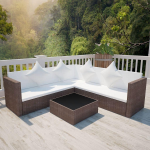 Vidaxl 4-delige Loungeset Met Kussens Poly Rattan - Bruin