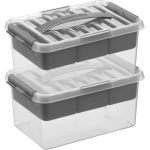 2x Kunststof Stapelbare Opbergbak Met Vakken 6 Liter 30 X 20 X 14 Cm - Opbergbox