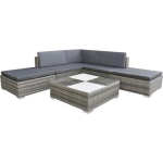 Vidaxl 6-delige Loungeset Met Kussens Poly Rattan - Gris