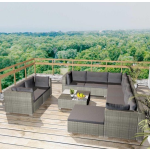 Vidaxl 10-delige Loungeset Met Kussens Poly Rattan - Grijs