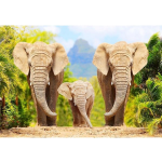 Canvas Schilderij Afrikaanse Olifanten - B80x L60 Cm