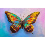 Canvas Schilderij Kleurige Vlinder - B60x L40 Cm