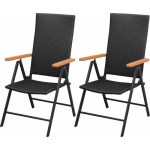 Vidaxl Tuinstoelen Stapelbaar 2 St Poly Rattan - Zwart