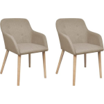 Vidaxl Eetkamerstoelen 2 St Stof En Massief Eikenhout - Beige