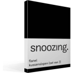 Snoozing Flanel Kussenslopen (Set Van 2) - 100% Geruwde Flanel-katoen - 40x60 Cm - Kindermaat - - Zwart