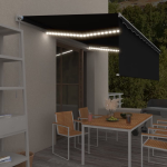 Vidaxl Luifel Handmatig Uittrekbaar Met Rolgordijn Led 5x3 M Antraciet