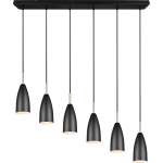 BES LED Led Hanglamp - Hangverlichting - Trion Farona - E14 Fitting - 6-lichts - Rond - Mat - Aluminium - Zwart
