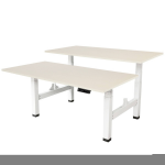 IVOL Elektrisch Verstelbaar Duo Bureau - 160x80 Cm - Two Dual Motor - / Licht Eiken - Wit