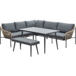 Garden Impressions Ashton Lounge Dining Set Links - Natural Rotan - Grijs