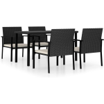 Vidaxl 5-delige Tuinset Poly Rattan - Zwart