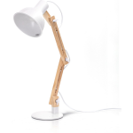 Aigostar 13as9 - Bureaulamp Met Houten Standaard - In Hoogte Verstelbaar En Kantelbaar - H455mm - E27 Fitting - Wit