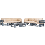 Vidaxl 6-delige Loungeset Pallet Met Zandkleurige Kussens Hout - Beige