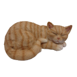 Dierenbeeldje Rood/witte Katten/poezen Kitten Slapend 28 Cm - Beeldjes - Oranje