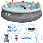 Bestway Fast Set Rattan Rond 457x107 Cm - Zwembad Combinatie Pakket - Grijs