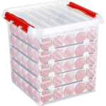 Q-line Kerst Opbergbox - 38l - Incl. Trays Voor 125 Kerstballen - Transp/ - Rood