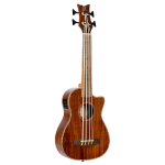 Ortega CAIMAN-BS-GB Lizard Series Short Scale Uke Bass Natural elektrisch-akoestische bas ukelele met gigbag