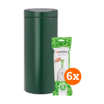 Brabantia Touch Bin 30 Liter Pine Green + Vuilniszakken (120 stuks)