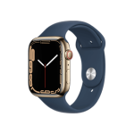 Apple Watch Series 7 Cellular 45 mm goud roestvrij staal / blauwe sportband