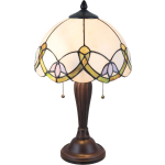 Clayre & Eef Tafellamp Tiffany Ø 30*50 Cm E27/max 2*40w Meerkleurig Glas In Lood Bloemen Lumilamp 5ll-5918 - Beige