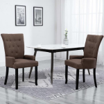 Vidaxl Eetkamerstoelen Met Armleuningen 2 St Stof - Bruin
