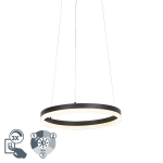 QAZQA Design ring hanglamp 40 cm incl. LED en dimmer - Anello - Zwart