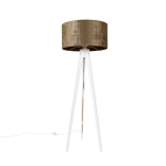 QAZQA Moderne vloerlamp tripod wit met kap 50 cm - Tripod Classic - Bruin