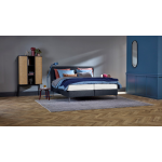 Boxspring Emerald Vlak Met Silver Pocket Deluxe Foam Matras - 180 x 210 cm - navy