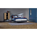 Boxspring Emerald Vlak Met Silver Pocket Deluxe Foam Matras - 160 x 210 cm - navy