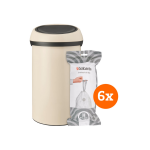 Brabantia Touch Bin 60 Liter Soft + Vuilniszakken (120 stuks) - Beige