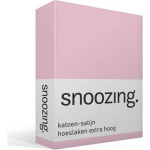 Snoozing - Katoen-satijn - Hoeslaken - Extra Hoog - 160x220 - - Roze