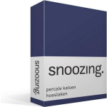 Snoozing - Hoeslaken -180x200 - Percale Katoen - Navy - Blauw