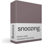 Snoozing - Katoen-satijn - Hoeslaken - Extra Hoog - 180x210 - Taupe - Bruin