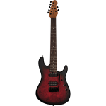 Music Man Jason Richardson Cutlass 7 Dark Scarlet Burst Satin 7-snarige elektrische gitaar met deluxe gigbag