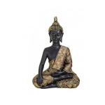Boeddha Beeld/goud Zittend 21 Cm Type 2 - Zwart