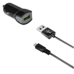 Celly Autolader Usb 12/24v 2.4a + Micro-usb-datakabel - Negro
