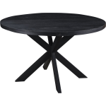 Livingfurn - Eetkamertafel Kala Rond Black - Mangohout - 150 Cm - Zwart