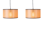 Dimehouse Hanglamp Industrieel 2-lichts Rond Airen - Rotan Look - Bruin