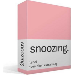 Snoozing - Flanel - Hoeslaken - Extra Hoog - 160x210/220 - - Roze