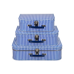 Kinderkoffertje Met Witte Strepen 30 Cm - Blauw