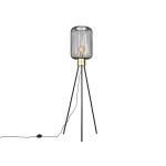QAZQA Design vloerlamp met goud - Mayelle - Zwart