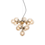 QAZQA Hanglamp brons met amber glas 13-lichts - Bianca
