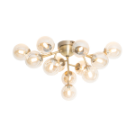 QAZQA Moderne plafondlamp brons met amber glas 12-lichts - Bianca