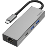Hama 200108 USB-C-Multihub 4p, LAN - Grijs