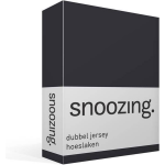 Snoozing - Dubbel Jersey - Hoeslaken - Lits-jumeaux - 180x200/210/220 Cm - Antraciet - Grijs